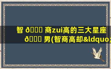智 🕊 商zui
高的三大星座 🐛 男(智商高却“装傻”的星座)